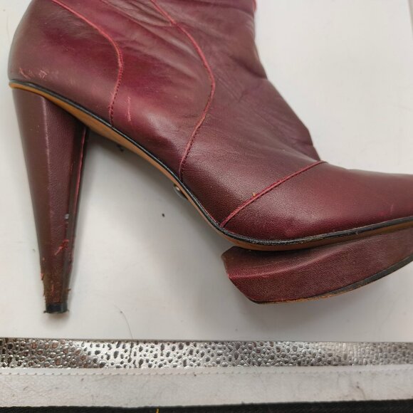 Velvet Angels Knee high Dark Red Leather boots - Picture 2 of 9